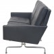 Poul Kjærholm PK31 2.personers sofa i sort aura læder 1988