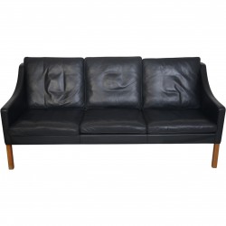 Børge Mogensen 2209 3.personers sofa i sort læder 1980'erne