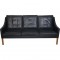 Børge Mogensen 2209 3.personers sofa i sort læder 1980'erne