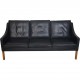 Børge Mogensen 2209 3.personers sofa i sort læder 1980'erne