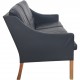 Børge Mogensen 2209 3.personers sofa i sort læder 1980'erne