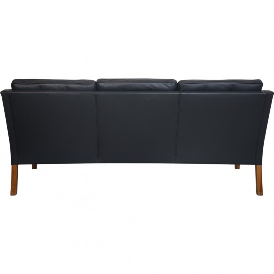 Børge Mogensen 2209 3.personers sofa i sort læder 1980'erne