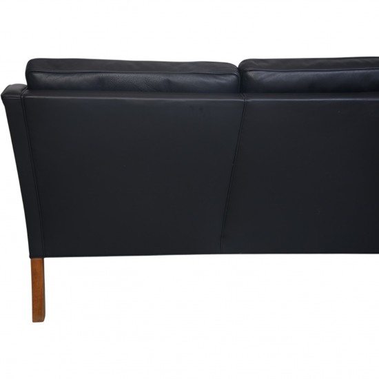 Børge Mogensen 2209 3.personers sofa i sort læder 1980'erne