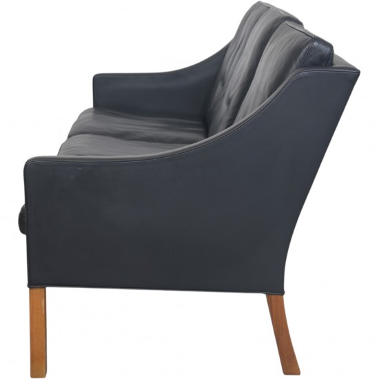 Børge Mogensen 2209 3.personers sofa i sort læder 1980'erne