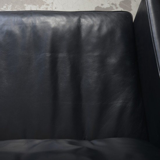Børge Mogensen 2209 3.personers sofa i sort læder 1980'erne