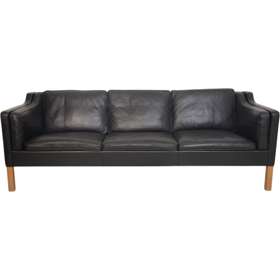 Børge Mogensen 2213 3.personers sofa i sort læder 2001