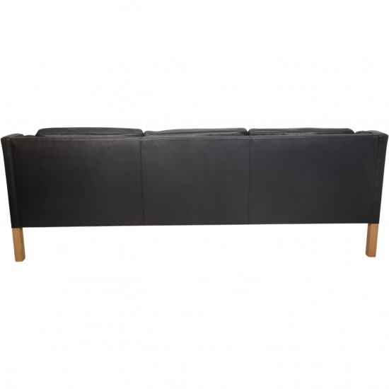 Børge Mogensen 2213 3.personers sofa i sort læder 2001