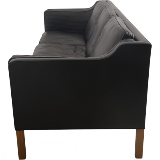 Børge Mogensen 2213 3.personers sofa i sort læder 2001