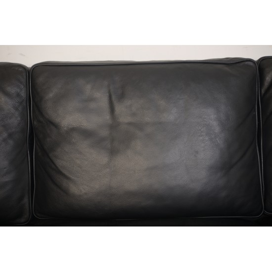 Børge Mogensen 2213 3.personers sofa i sort læder 2001