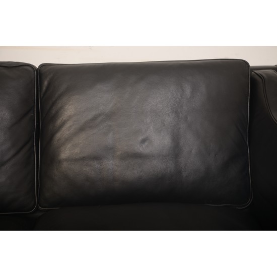 Børge Mogensen 2213 3.personers sofa i sort læder 2001