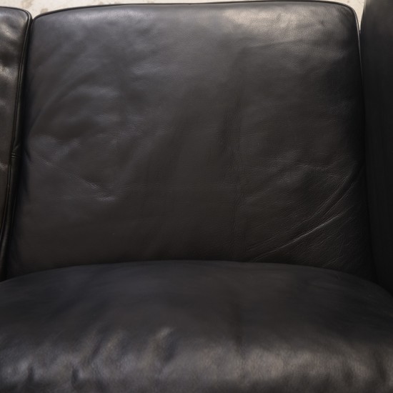 Børge Mogensen 2213 3.personers sofa i sort læder 2001