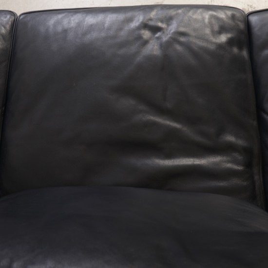 Børge Mogensen 2213 3.personers sofa i sort læder 2001