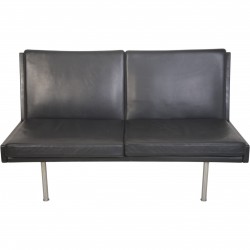 Hans Wegner AP35 2.personers sofa i sort læder 1970'erne