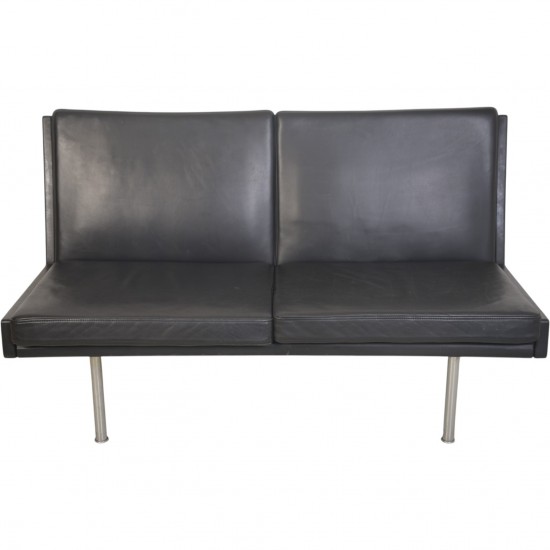 Hans Wegner AP35 2.personers sofa i sort læder 1970'erne
