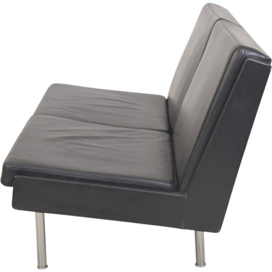 Hans Wegner AP35 2.personers sofa i sort læder 1970'erne
