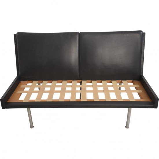 Hans Wegner AP35 2.personers sofa i sort læder 1970'erne