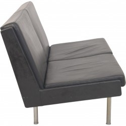 Hans Wegner AP35 2.personers sofa i sort læder 1970'erne