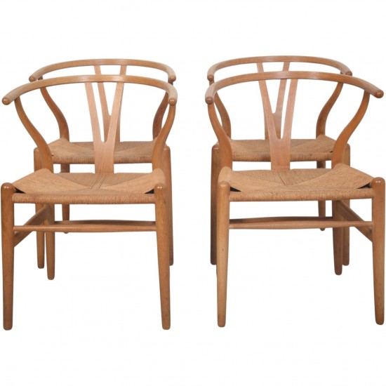 Sæt af 4 Hans Wegner CH24 Y-stole i eg 1960'erne