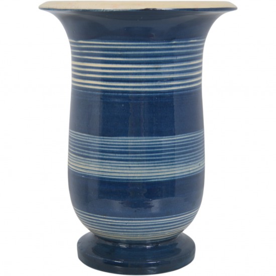 Herman Kæhler blå keramisk vase H: 28 Cm 1940'erne
