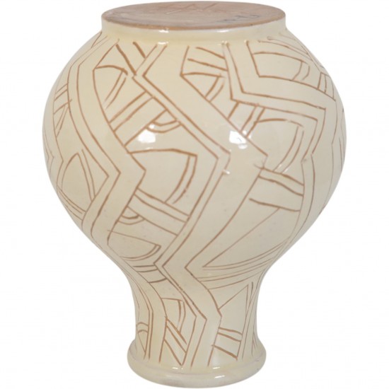 Herman Kæhler hvid keramisk vase H:17 Cm 1940'erne