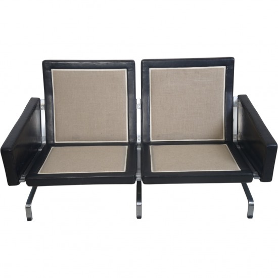 Poul Kjærholm PK31 2.personers sofa i sort elegance læder 2006
