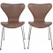 Sæt af 2 Arne Jacobsen Syver stole i brunt Vecona anilin læder 1980