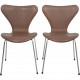 Sæt af 2 Arne Jacobsen Syver stole i brunt Vecona anilin læder 1980