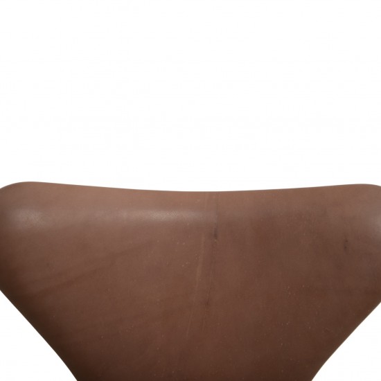 Sæt af 2 Arne Jacobsen Syver stole i brunt Vecona anilin læder 1980
