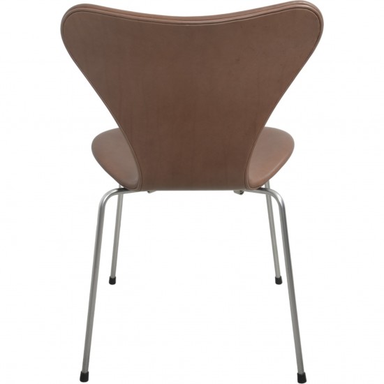 Sæt af 2 Arne Jacobsen Syver stole i brunt Vecona anilin læder 1980