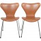 Sæt af 2 Arne Jacobsen Syver stole i cognac anilin læder 2000'erne