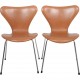 Sæt af 2 Arne Jacobsen Syver stole i cognac anilin læder 2000'erne