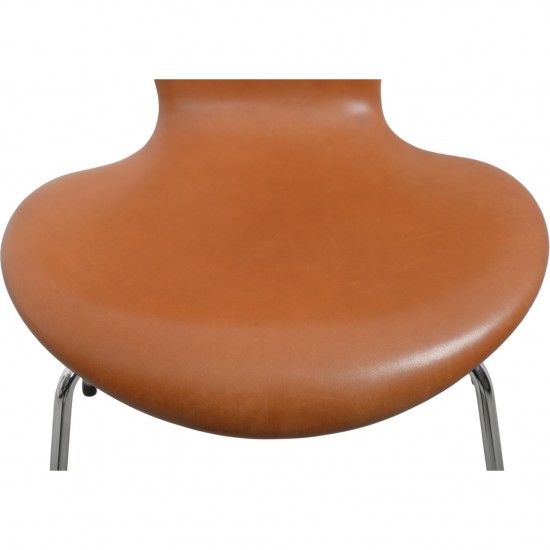 Sæt af 2 Arne Jacobsen Syver stole i cognac anilin læder 2000'erne