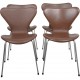 Sæt af 4 Arne Jacobsen Syver stole i mokka classic læder 2000'erne