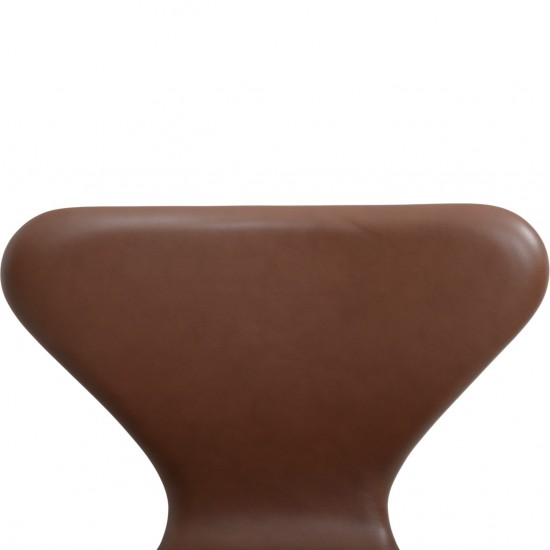 Sæt af 4 Arne Jacobsen Syver stole i mokka classic læder 2000'erne