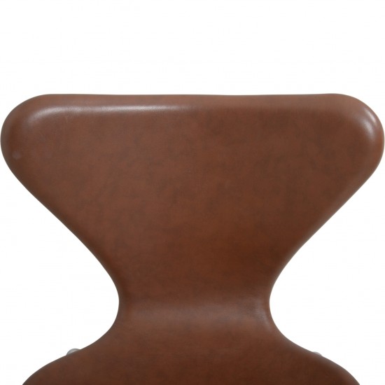 Sæt af 4 Arne Jacobsen Syver stole i mokka classic læder 2000'erne