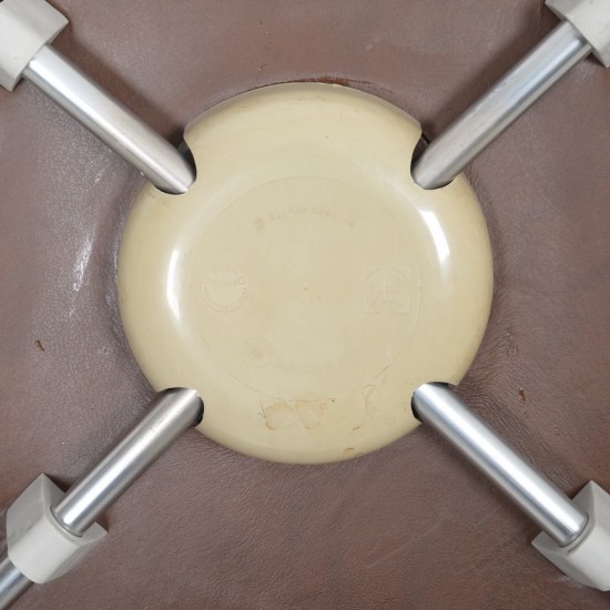 Sæt af 4 Arne Jacobsen Syver stole i mokka classic læder 2000'erne