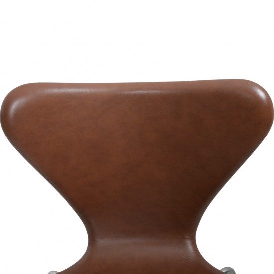 Sæt af 4 Arne Jacobsen Syver stole i mokka classic læder 2000'erne