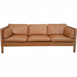 Børge Mogensen 2443 3.personers sofa i cognac anilin læder 1990'erne