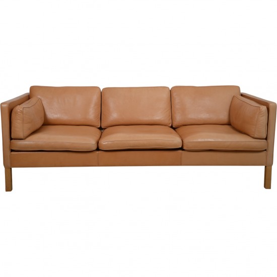 Børge Mogensen 2443 3.personers sofa i cognac anilin læder 1990'erne