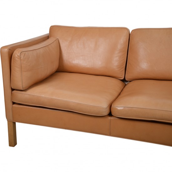 Børge Mogensen 2443 3.personers sofa i cognac anilin læder 1990'erne