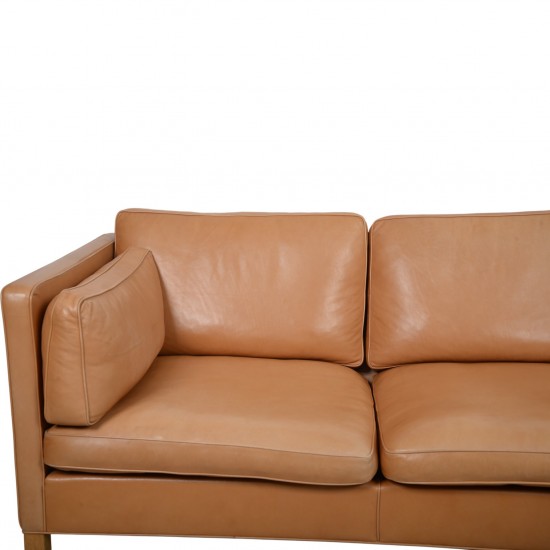 Børge Mogensen 2443 3.personers sofa i cognac anilin læder 1990'erne