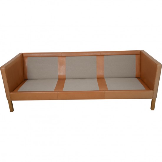 Børge Mogensen 2443 3.personers sofa i cognac anilin læder 1990'erne