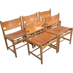 Sæt af 5 Børge Mogensen 3237 Spanske spisebordsstole 1970'erne