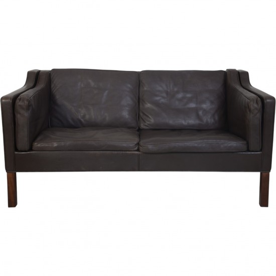 Børge Mogensen 2212 2.personers sofa i brunt læder 1980'erne