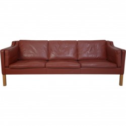 Børge Mogensen 2213 3.personers sofa i rødt læder 1980'erne