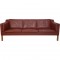 Børge Mogensen 2213 3.personers sofa i rødt læder 1980'erne