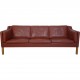 Børge Mogensen 2213 3.personers sofa i rødt læder 1980'erne