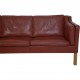 Børge Mogensen 2213 3.personers sofa i rødt læder 1980'erne
