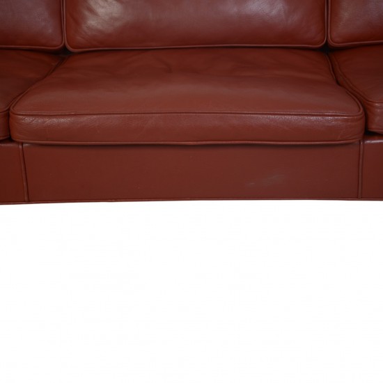 Børge Mogensen 2213 3.personers sofa i rødt læder 1980'erne