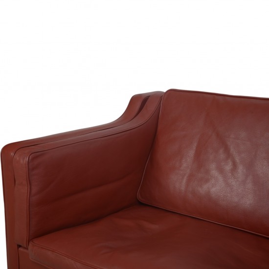 Børge Mogensen 2213 3.personers sofa i rødt læder 1980'erne